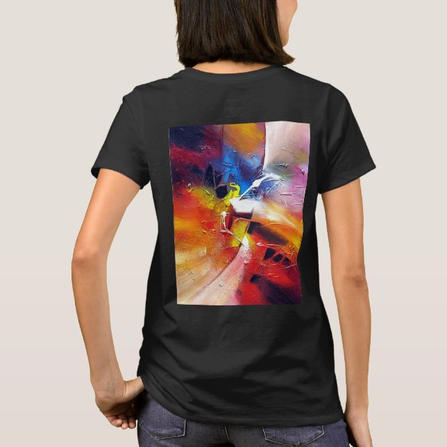 Eleganten Modern Abstrakt Red Gult Blue T Shirt (Baksida)