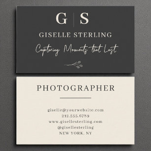 Eleganten Modern Black Cream i fotoformat Visitkort