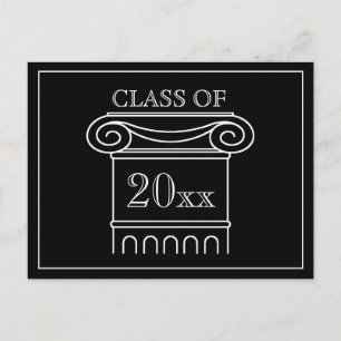 Eleganten Modern Black White i klassen Studenten Inbjudan Vykort