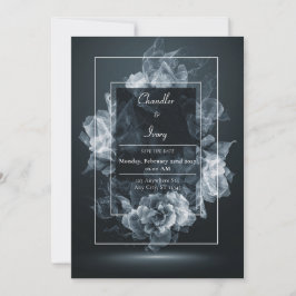 Eleganten Modern Blommigt accents  Black Smoke Brö Inbjudningar