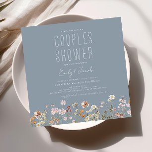 Eleganten Modern Boho Wildblomme Par Shower Inbjudningar