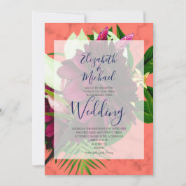 Eleganten Modern Bröllop i den moderna Blommigten  Inbjudningar