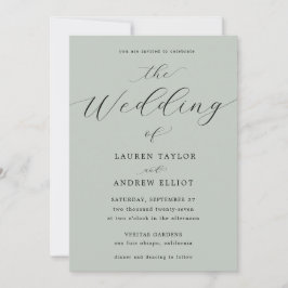 Eleganten Modern Bröllop i  Grönt av glasögon Inbjudningar