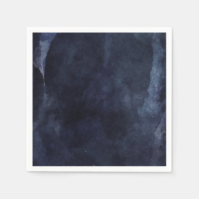 Eleganten Modern Bröllop i marinblå vattenfärg Pappersservett (Framsidan)