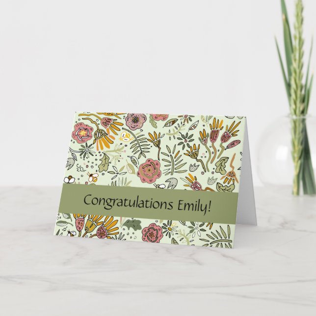 Eleganten Modern för Blommigt av vattenfärger, bib Kort (Framsida)