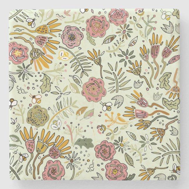 Eleganten Modern för Blommigt av vattenfärger, bib Stenunderlägg (Framsidan)