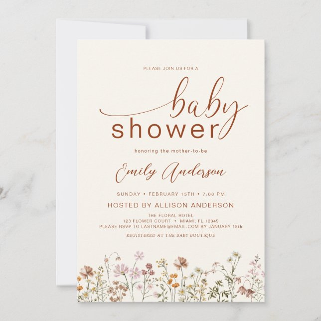 Eleganten "Modern" för Boho Baby Shower Inbjudningar (Framsida)
