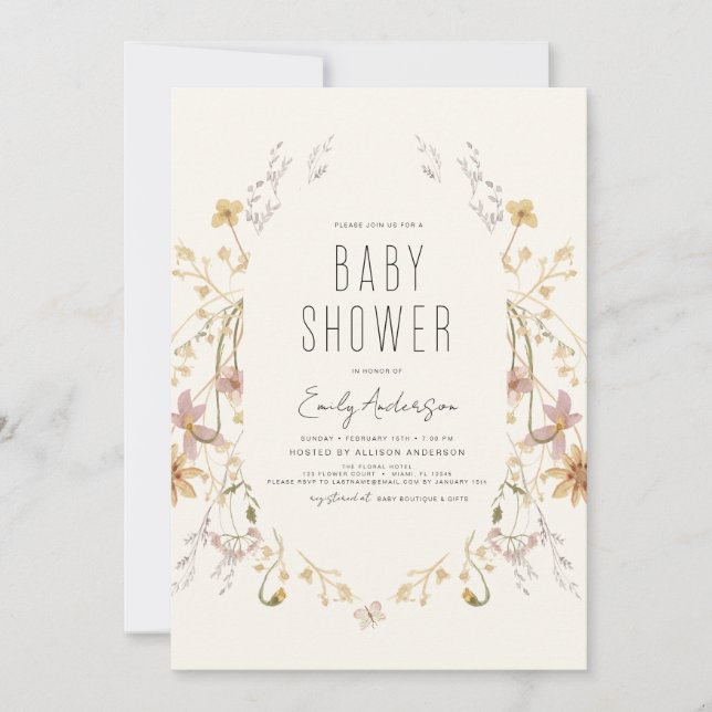 Eleganten "Modern" för Boho Baby Shower Inbjudningar (Framsida)