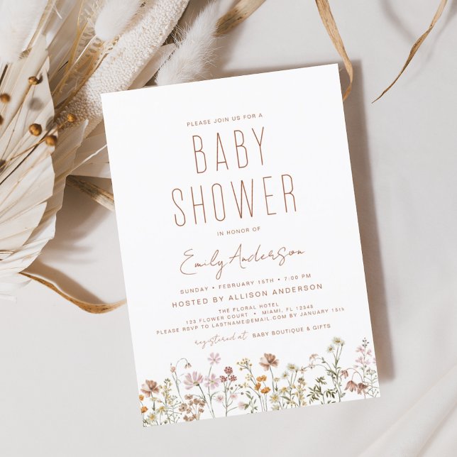 Eleganten "Modern" för Boho Baby Shower Inbjudningar (Skapare uppladdad)
