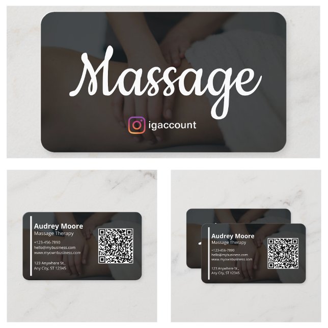 Eleganten Modern för massagetjänster för humoristi Visitkort (Holistic Therapy Massage Services Elegant Modern Business Card
)