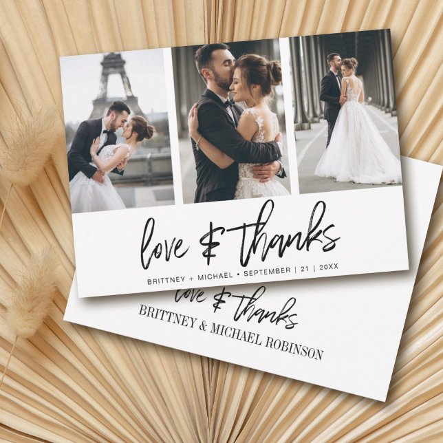 Eleganten Modern hand-Lettered Photo Collage - tac Tack Kort (Show your appreciation to your loved ones with an awesome photo thank-you card!)