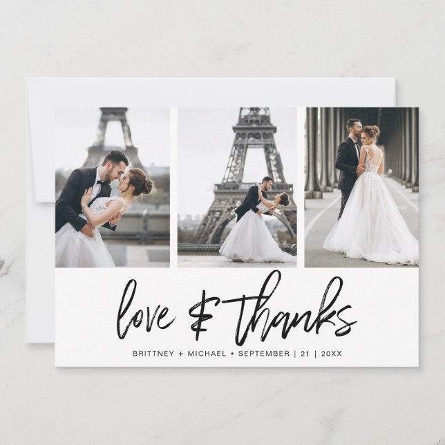 Eleganten Modern handskriven Photo Collage Tack Kort (Framsida)