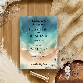 Eleganten Modern havsbottenblå havsfärg Inbjudningar