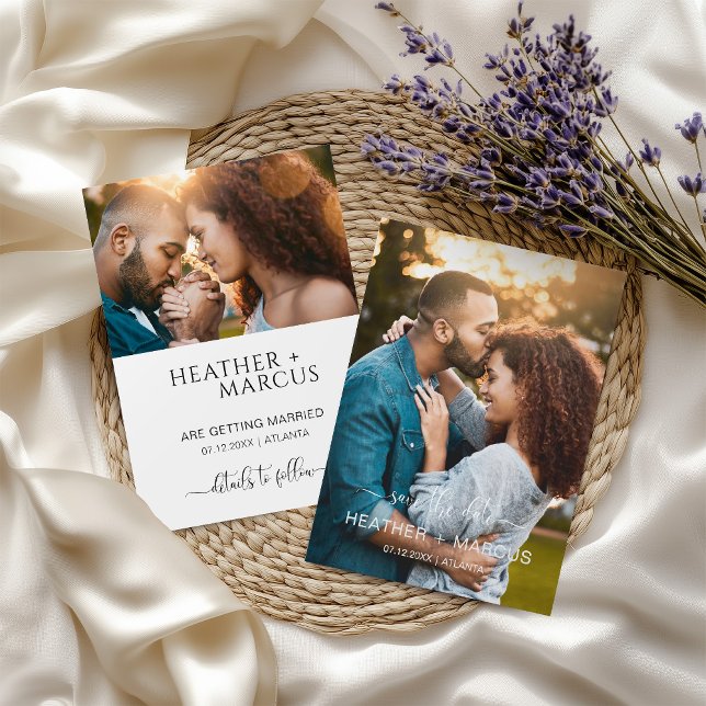 Eleganten Modern kalligrafi - Spara datum i foto Inbjudningar (Skapare uppladdad)