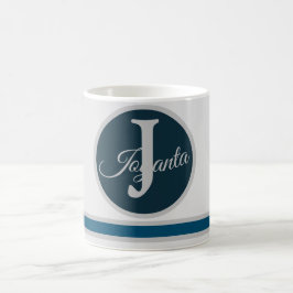 Eleganten Modern Light Greay Blue Monogram Kaffemugg