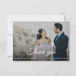 Eleganten Modern Minimal Löv Photo Script Bröllop Tack Kort