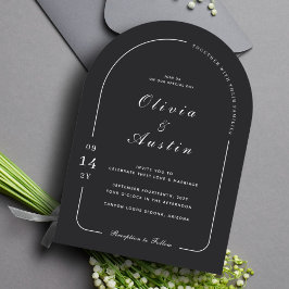 Eleganten Modern Mnimalist Arch Photo Unik Bröllop Inbjudningar