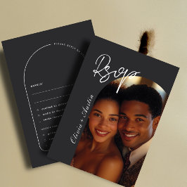 Eleganten Modern Mnimalist Arch Photo Unik Bröllop OSA Kort
