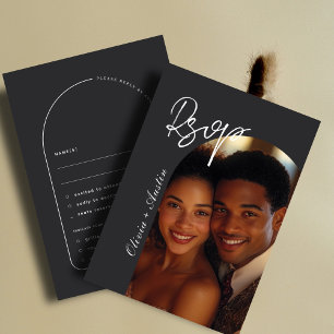 Eleganten Modern Mnimalist Arch Photo Unik Bröllop OSA Kort