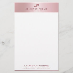 Eleganten Modern Monogram-mall för Ro Guld Brevpapper