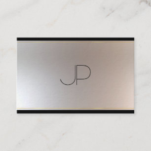 Eleganten Modern Monogram Silver Guld Visitkort