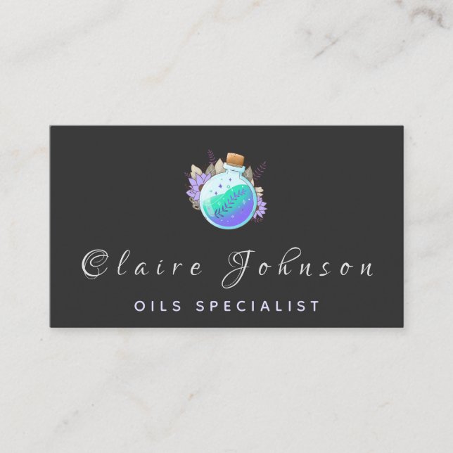 Eleganten Modern Oil Specialist Magic Potion Candl Visitkort (Framsida)