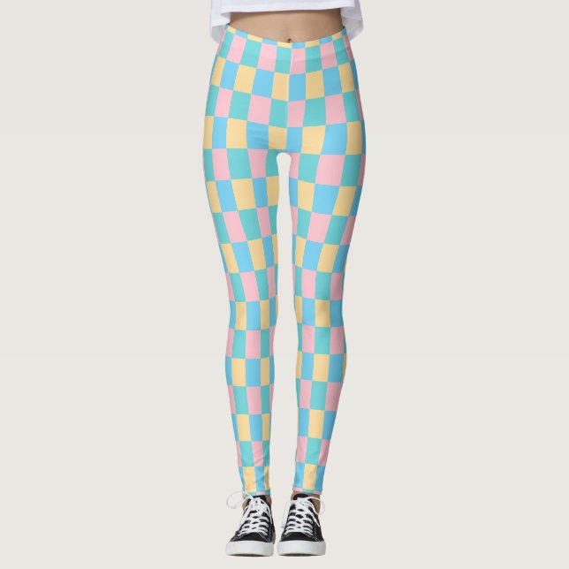 Eleganten Modern Rosa Gult Blue Grönt Template Leggings (Framsida)