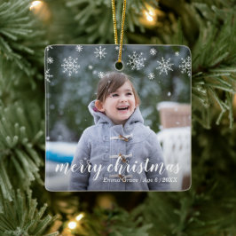 Eleganten Modern Snöflingor Cute Photo jul Julgransprydnad Keramik