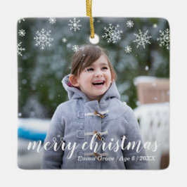 Eleganten Modern Snöflingor Cute Photo jul Julgransprydnad Keramik