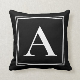 Eleganten Modern svart vit monogrammall Kudde
