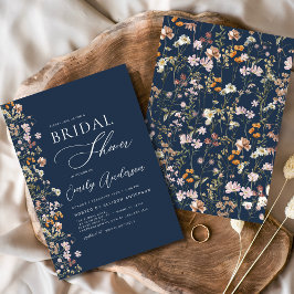 Eleganten Möhippa för marin blå Boho Wildblomma Inbjudningar