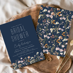 Eleganten Möhippa för marin blå Boho Wildblomma Inbjudningar