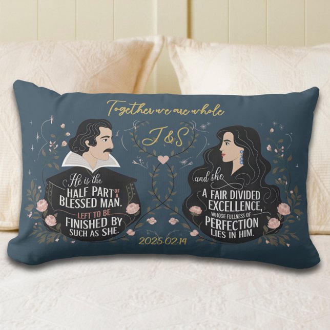 Eleganten Monogram Fairytale Quote på årsdagen Lumbarkudde (Skapare uppladdad)