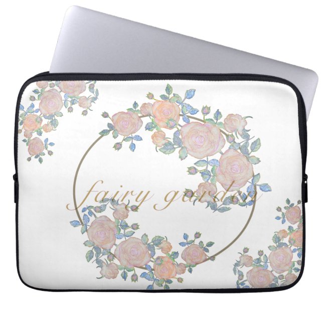 Eleganten mönster i ro-blomsterlassi laptop fodral (Framsidan)