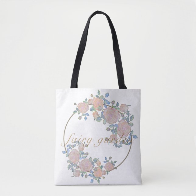 Eleganten mönster i ro-blomsterlassi tygkasse (Framsida)