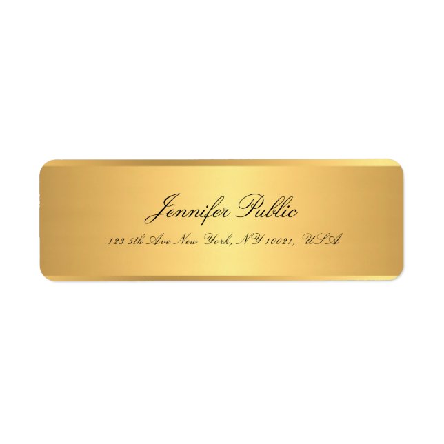 Eleganten Namn Professionell för guld-kalligrafera Returadress Etikett (Framsidan)