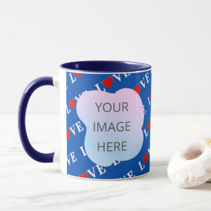 Eleganten Navy Blue KÄRLEK Retro Mugg