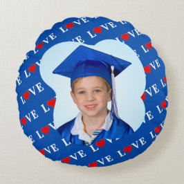 Eleganten Navy Blue KÄRLEK Retro Rund Kudde