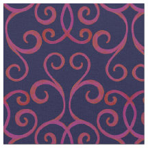Eleganten Navy Red Swirly Damask Pattern Mörk blåt