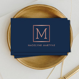 Eleganten Navy Ro Guld Monogram Visitkort