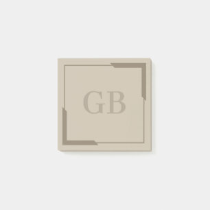 Eleganten neutralt Sand Bold Corners - Monogram Post-it Block