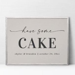 Eleganten off-white har något Cake Bröllop-tecken Poster
