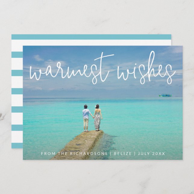 Eleganten Önskemål Beach Photo Jul Julkort (Fram/baksida)