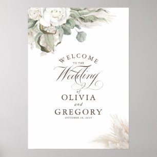 Eleganten Pampas Grass Blommigt Fall bröllop Välk Poster