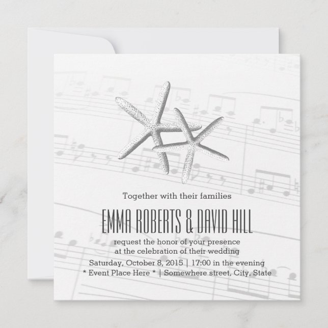 Eleganten parar av musikaliskt bröllop för inbjudningar (Framsida)