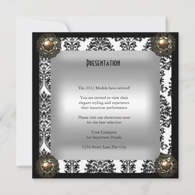 Eleganten party: Damask Jewel Inbjudningar (Framsida)