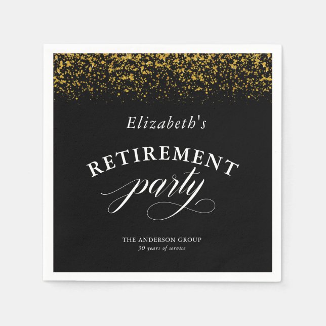 Eleganten Pension Party Glitter Guld Pappersservett (Framsidan)
