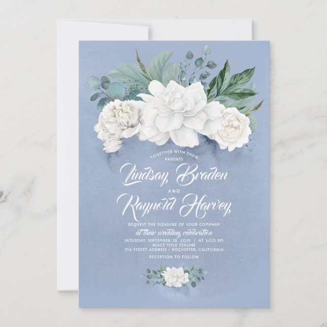 Eleganten Peony Bröllop Inbjudningar (Framsida)
