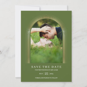Eleganten Photo Ram Personlig Oliv grönt Guld Spara Datumet