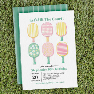 Eleganten Pickleball Birthday med enkel vattenfärg Inbjudningar